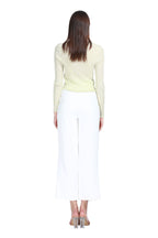 V-neck Ruffled Trim Long Sleeves Buttons Placket Knitted Cropped Cardigan