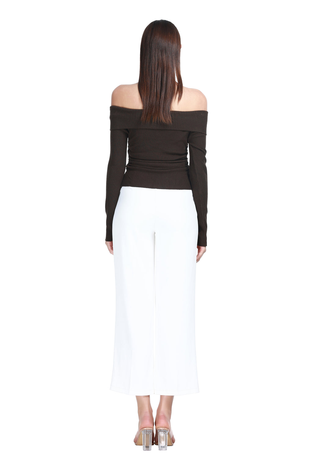 Off-the-shoulder Foldover Collar Long Sleeve Button Placket Knitted Cardigan