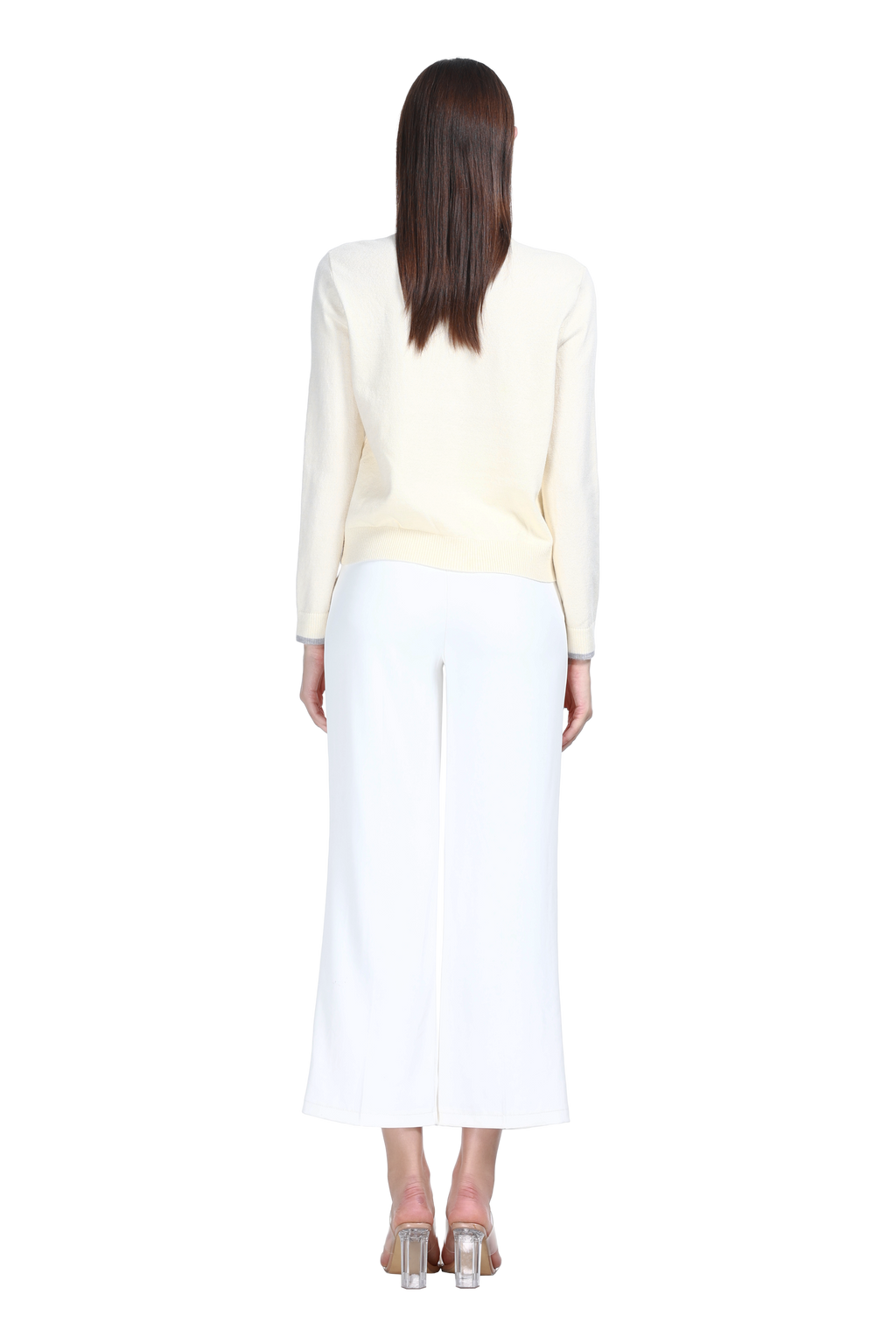 Crew Neck Long Sleeve Dachshund Embroidery Buttons Solid Knitted Cardigan