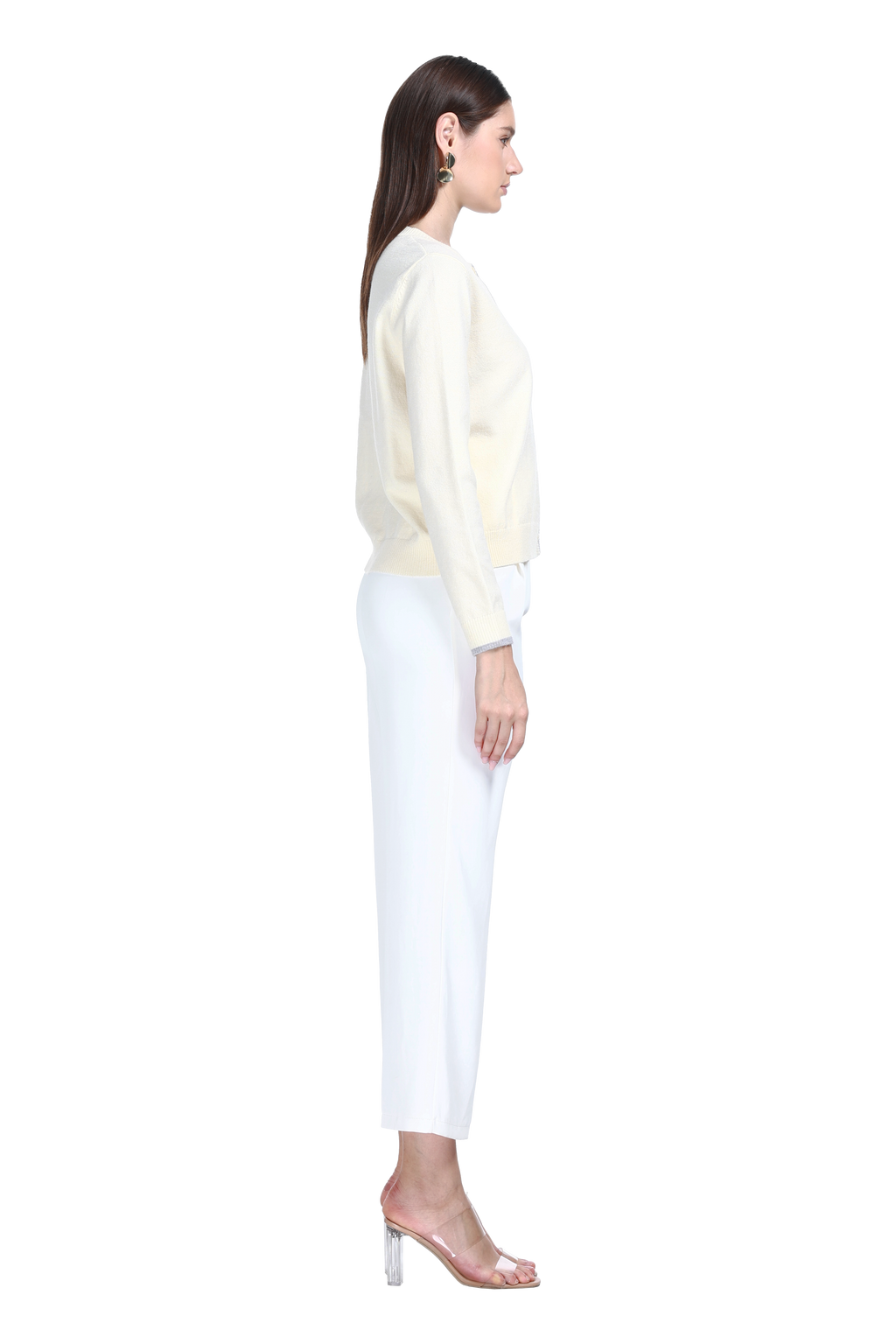 Crew Neck Long Sleeve Dachshund Embroidery Buttons Solid Knitted Cardigan