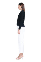 Polo Neck Contrast Trim Long Sleeves Button Front Placket Knitted Top