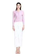 V-neck Long Sleeve Ribbed Fake Two-pieces Solid Knitted Cardigan