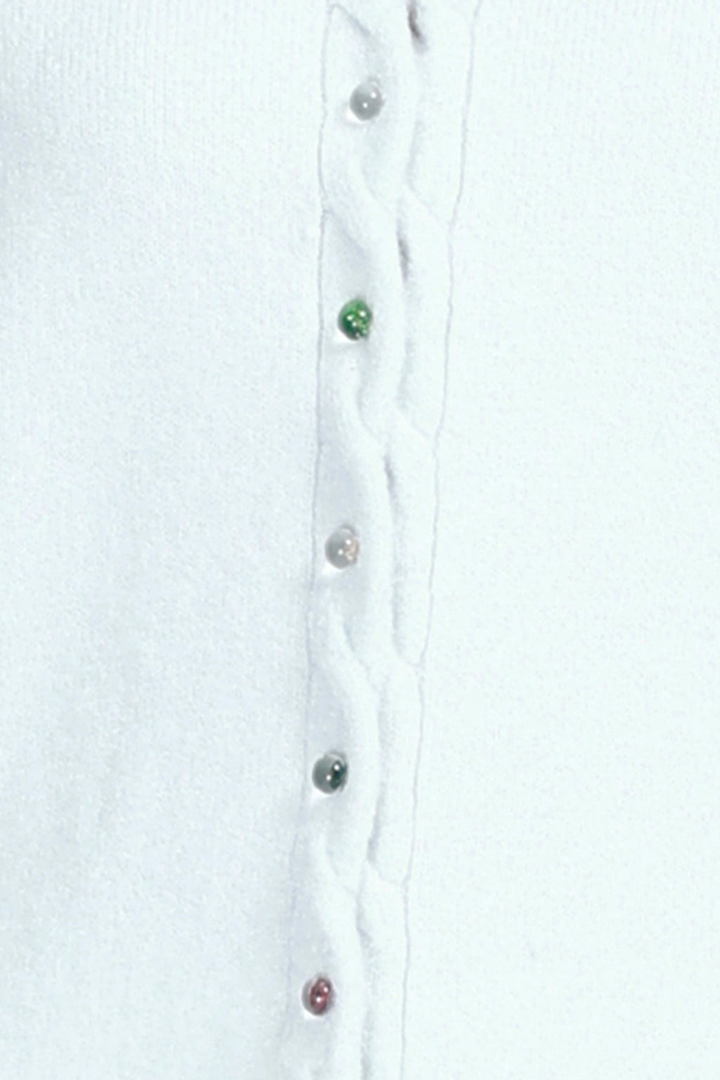 Crew Neck Scalloped Trim Long Sleeves Mixed Button Knitted Cardigan