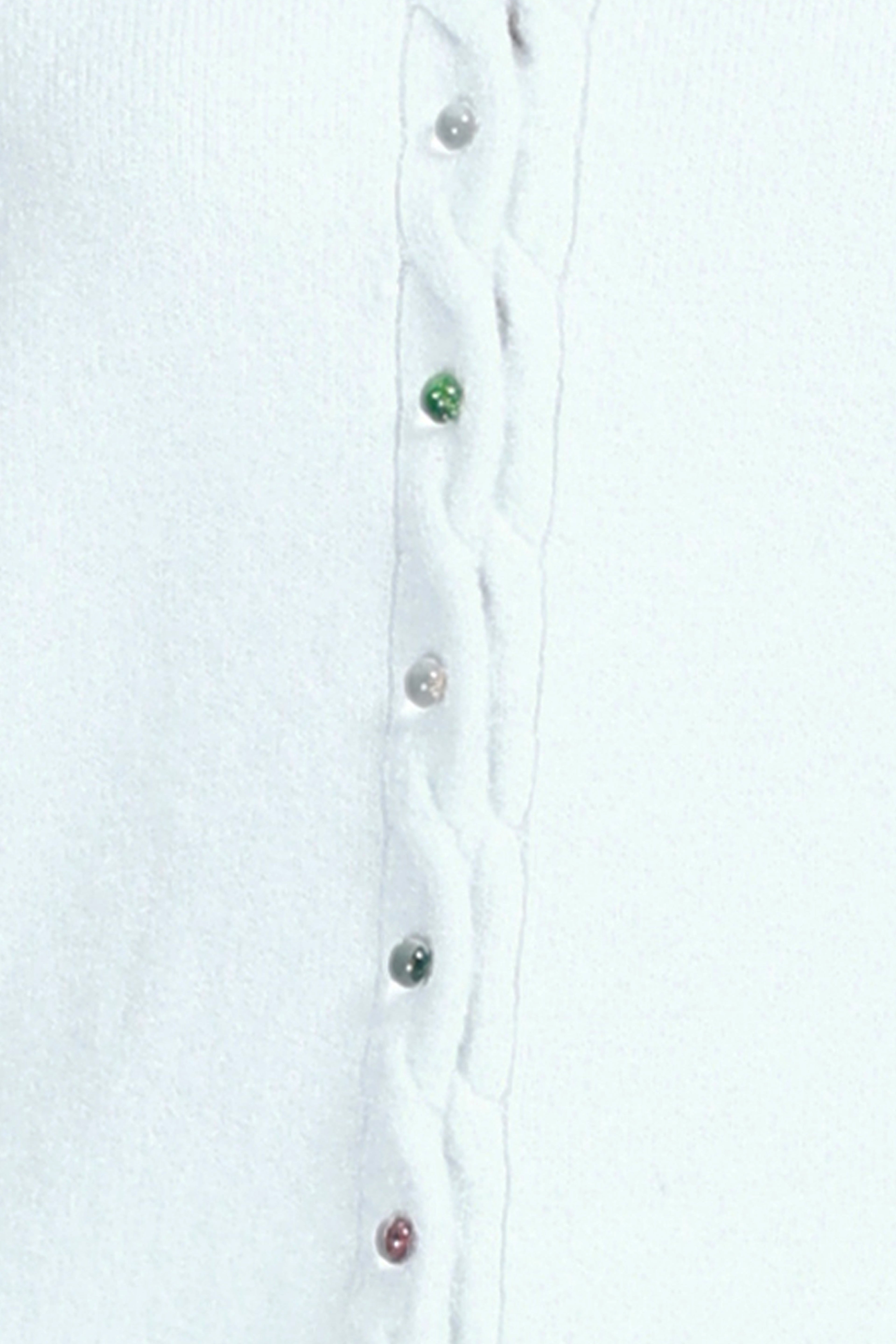 Crew Neck Scalloped Trim Long Sleeves Mixed Button Knitted Cardigan