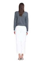 Crew Neck Long Sleeve Contrast Ribbed Trim Faux Layered Knitted Cardigan