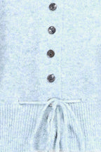 Crew Neck Long Sleeves Lace Trim Drawstring Waist Knitted Cardigan