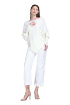 Boat Neck Batwing Long Sleeve Asymmetric Hem Knitted Top