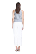 Crew Neck Sleeveless Ribbed Solid Relaxed Fit Knitted Tank Top