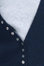 Deep V-neck Long Sleeves Buttons Placket Solid Knitted Cardigan