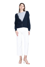 Deep V-neck Long Sleeves Buttons Placket Solid Knitted Cardigan
