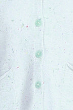 Peter Pan Collar Long Sleeves Tonal Buttons Speckled Texture Knitted Cardigan