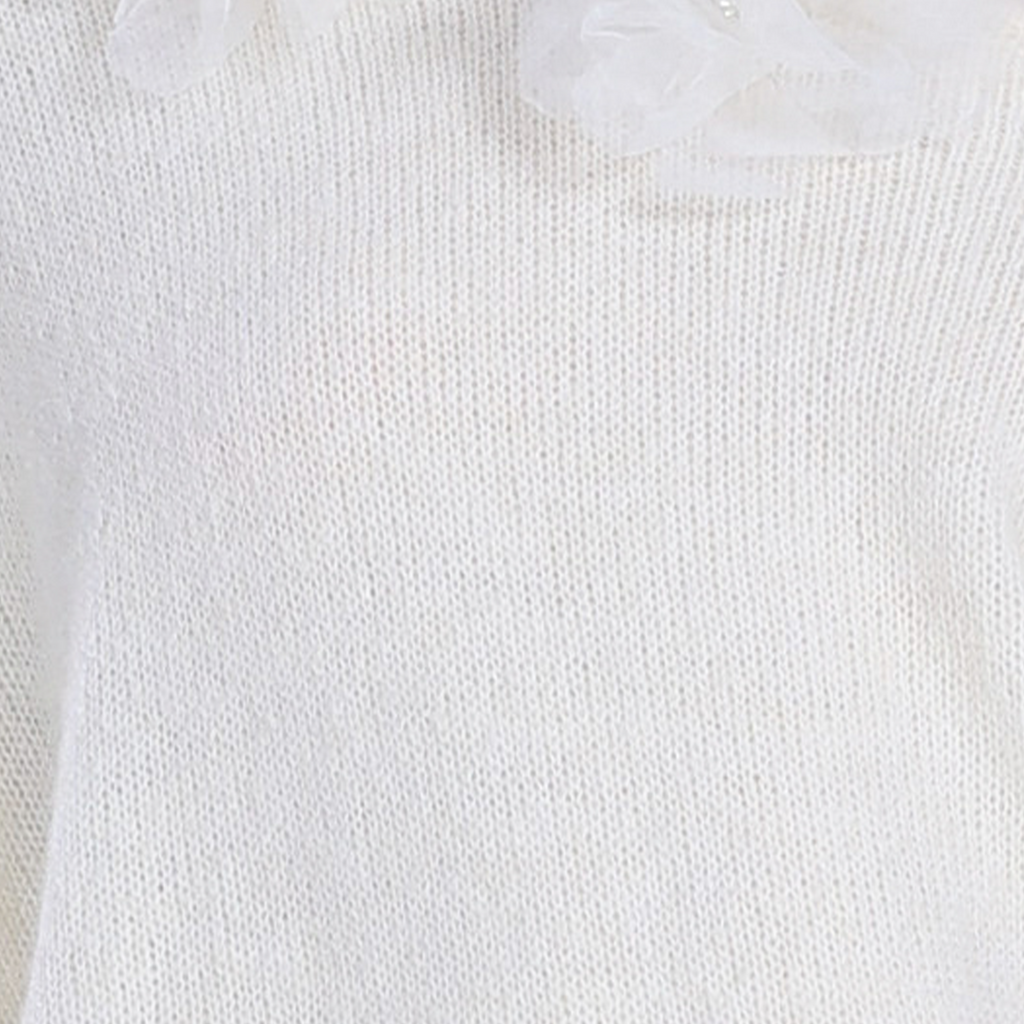3D Floral Appliques Ribbed One-shoulder Long-sleeve Knitted Top