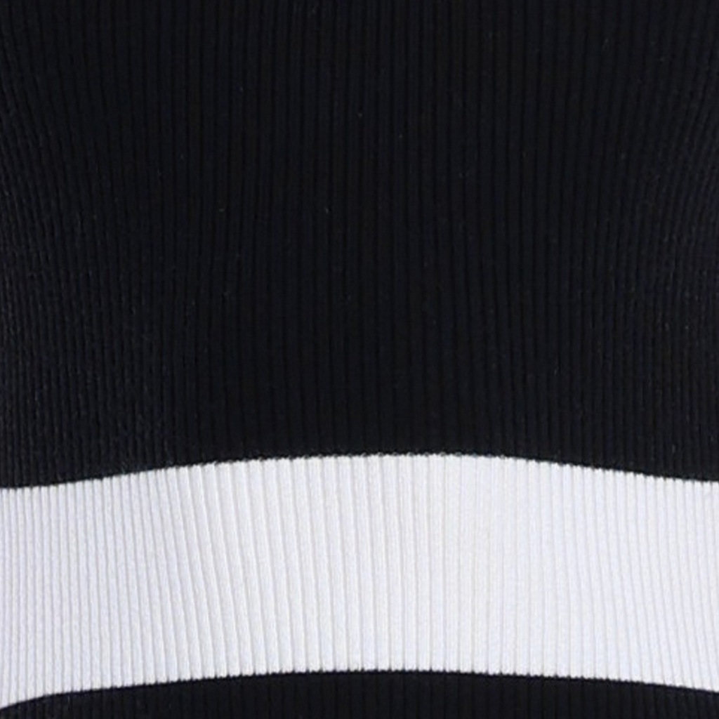 Sleeveless Crew-neck Black&White Paneled Bodycon Dress