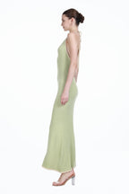 Lace-up V-neck Contrast Trim Sleeveless Backless Mermaid Knitted Maxi Dress