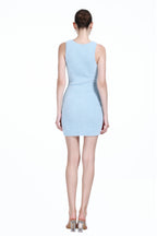 Crew-neck Sleeveless Slim Fit Plush Texture Knit Mini Dress