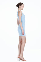 Crew-neck Sleeveless Slim Fit Plush Texture Knit Mini Dress