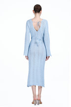 V-neck Long Bell Sleeve Hollow-out Design Back Strap Detail Knitted Dress