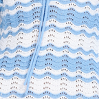 V-neck Long Bell Sleeve Lace-up Detail Hollow-out Design Stripes Knitted Mini Dress