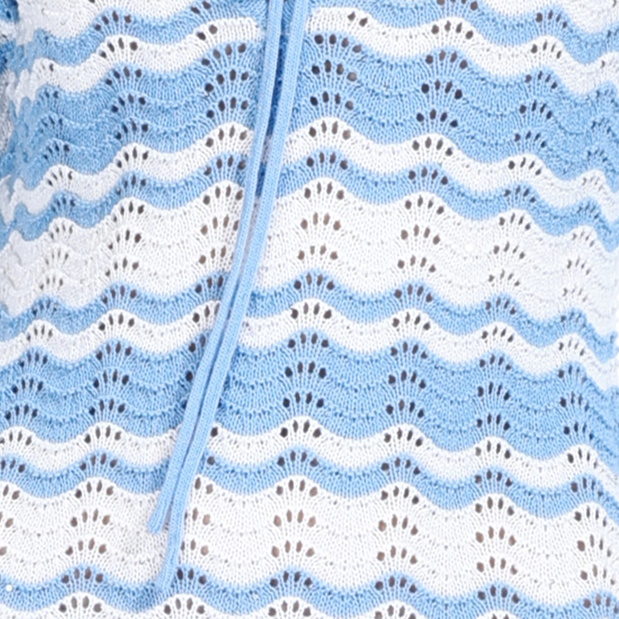 V-neck Long Bell Sleeve Lace-up Detail Hollow-out Design Stripes Knitted Mini Dress