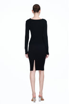 Crossover V-neck Long Sleeve Solid Slim-fit Knitted Thin Top
