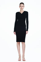 Crossover V-neck Long Sleeve Solid Slim-fit Knitted Thin Top