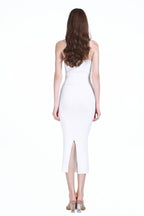 Spaghetti Strap Sleeveless Less Trim Bodycon Knitted Midi Dress