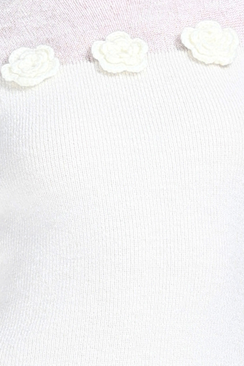 Crew-neck Long Sleeve 3D Floral Lettuce Edge Solid Knitted Midi Dress