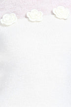 Crew-neck Long Sleeve 3D Floral Lettuce Edge Solid Knitted Midi Dress