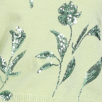 Crew-neck Short Sleeve 3D Sequin Floral Embroidery Knitted Top