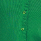 Ruffle Trim V-neck Long Sleeve Covered Buttons Knitted Cardigan