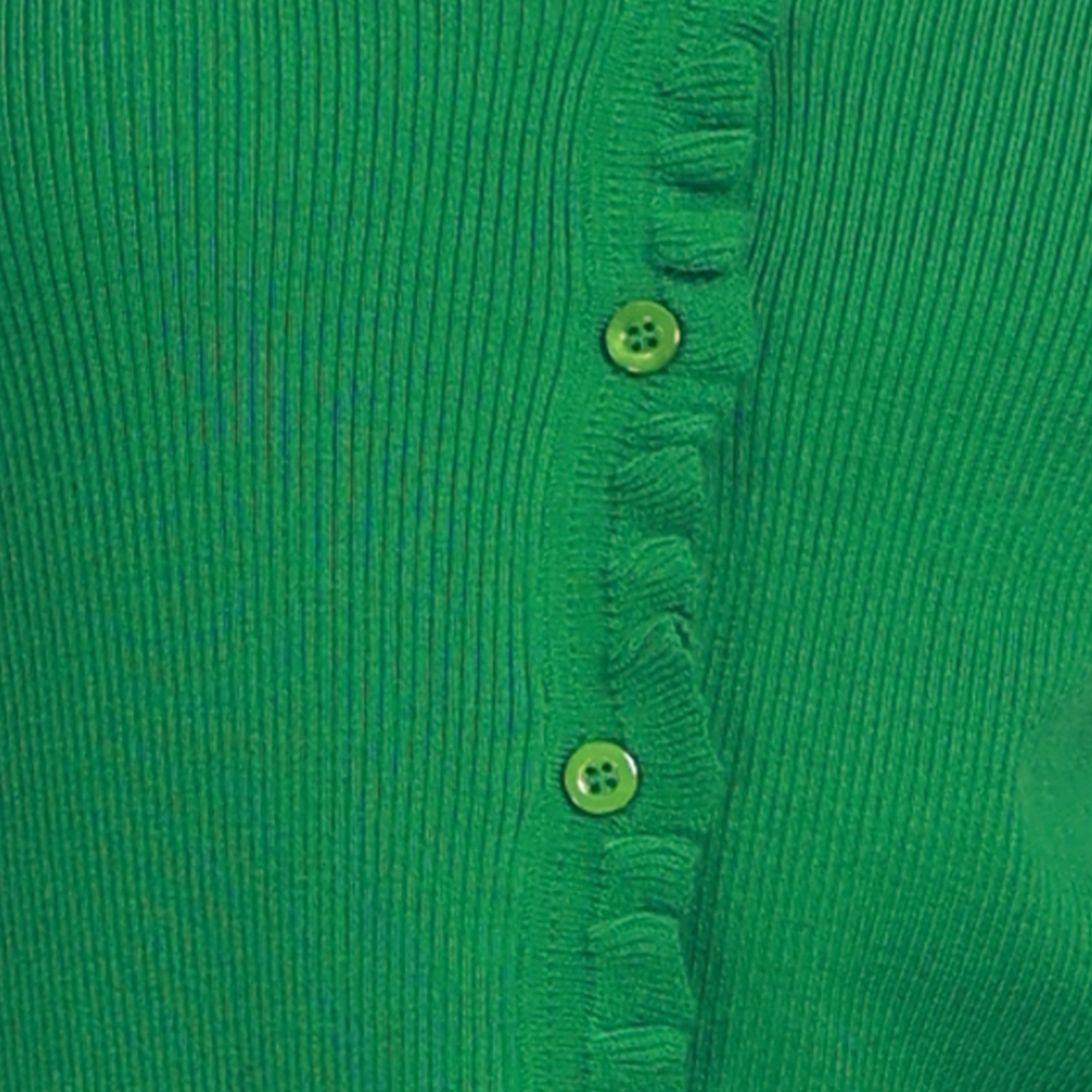 Ruffle Trim V-neck Long Sleeve Covered Buttons Knitted Cardigan