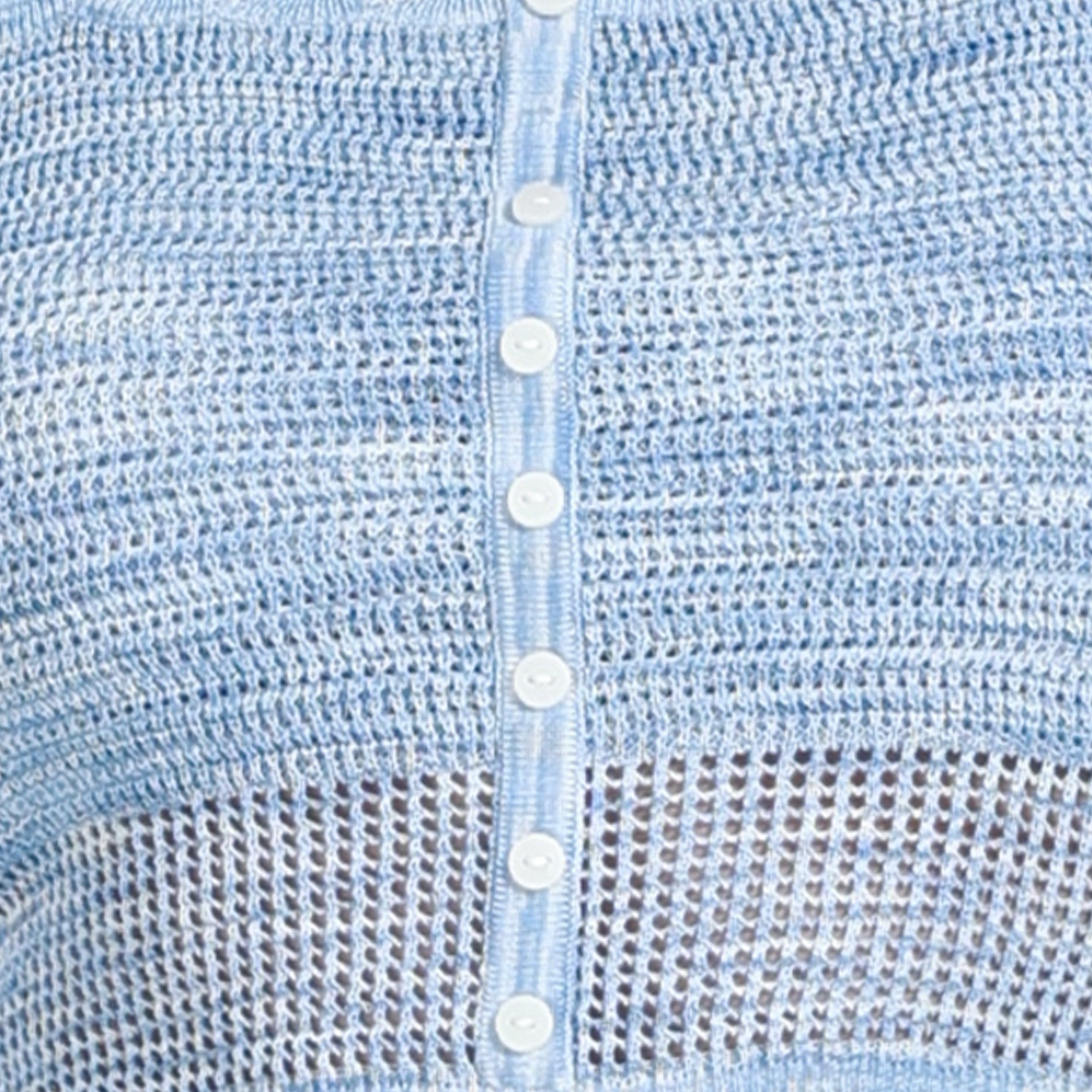 Square Neck Short Sleeve Ruffled Trim Hollow-out Knitted Cardigan