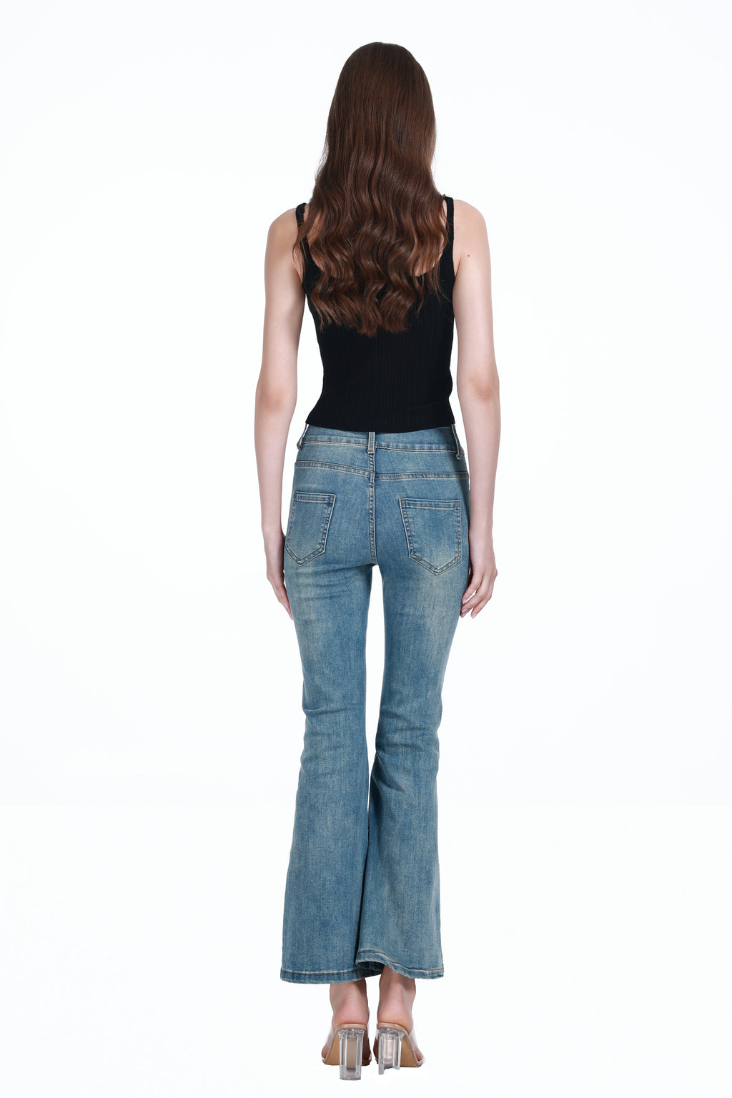 V-neck Sleeveless Metal Ring Detail Solid Slim-fit Knitted Camisole Top