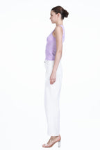 Crew-neck Sleeveless Floral Jacquard Solid Knitted Tank Top