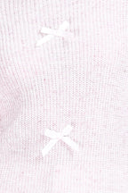 Round Neck Long Sleeve 3D Satin Bow Solid Pullover Knitted Top