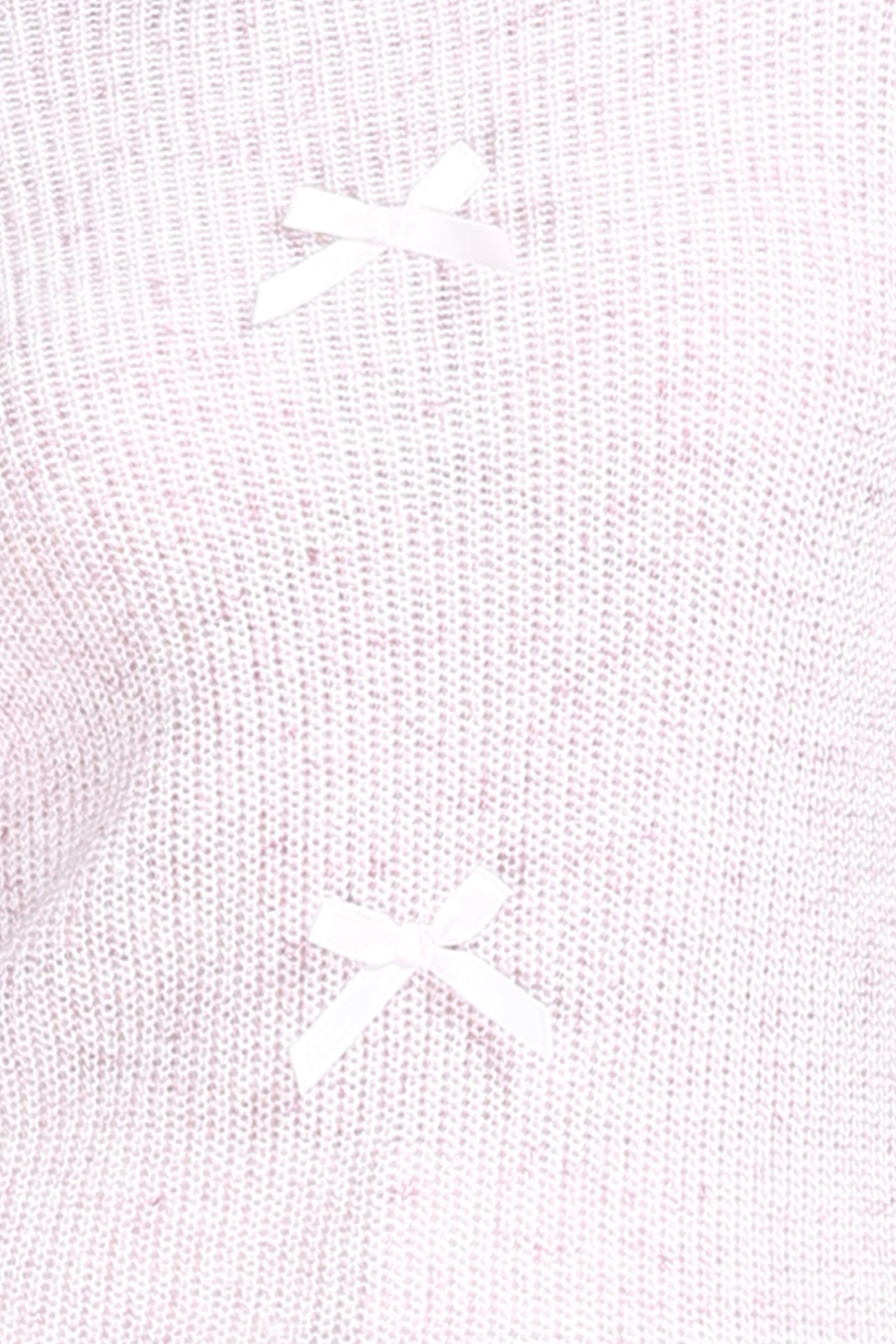 Round Neck Long Sleeve 3D Satin Bow Solid Pullover Knitted Top