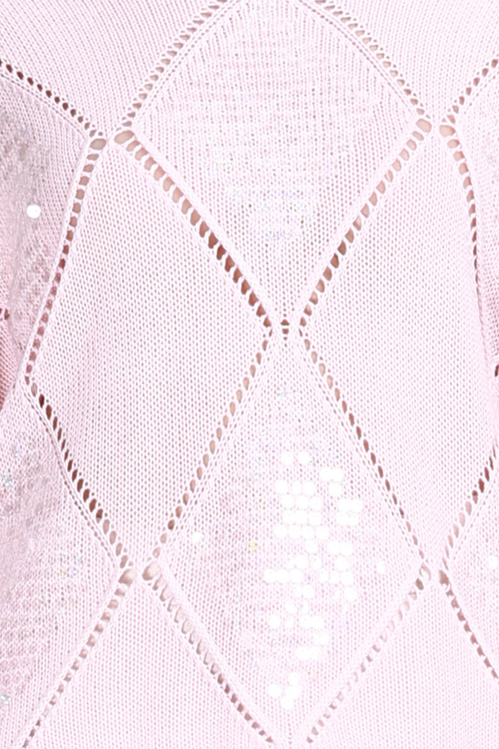 Boat Neck Long Sleeve Diamond Hollow-out Solid Pullover Knitted Top