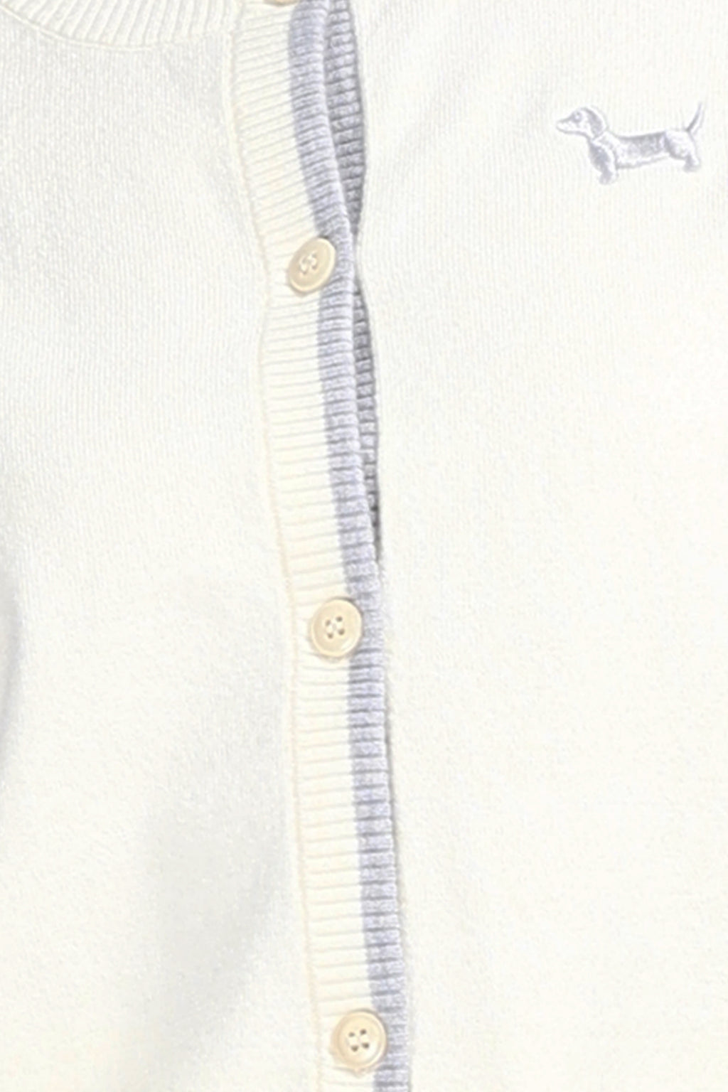 Crew Neck Long Sleeve Dachshund Embroidery Buttons Solid Knitted Cardigan