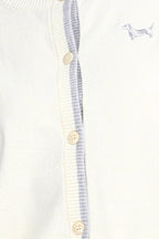 Crew Neck Long Sleeve Dachshund Embroidery Buttons Solid Knitted Cardigan