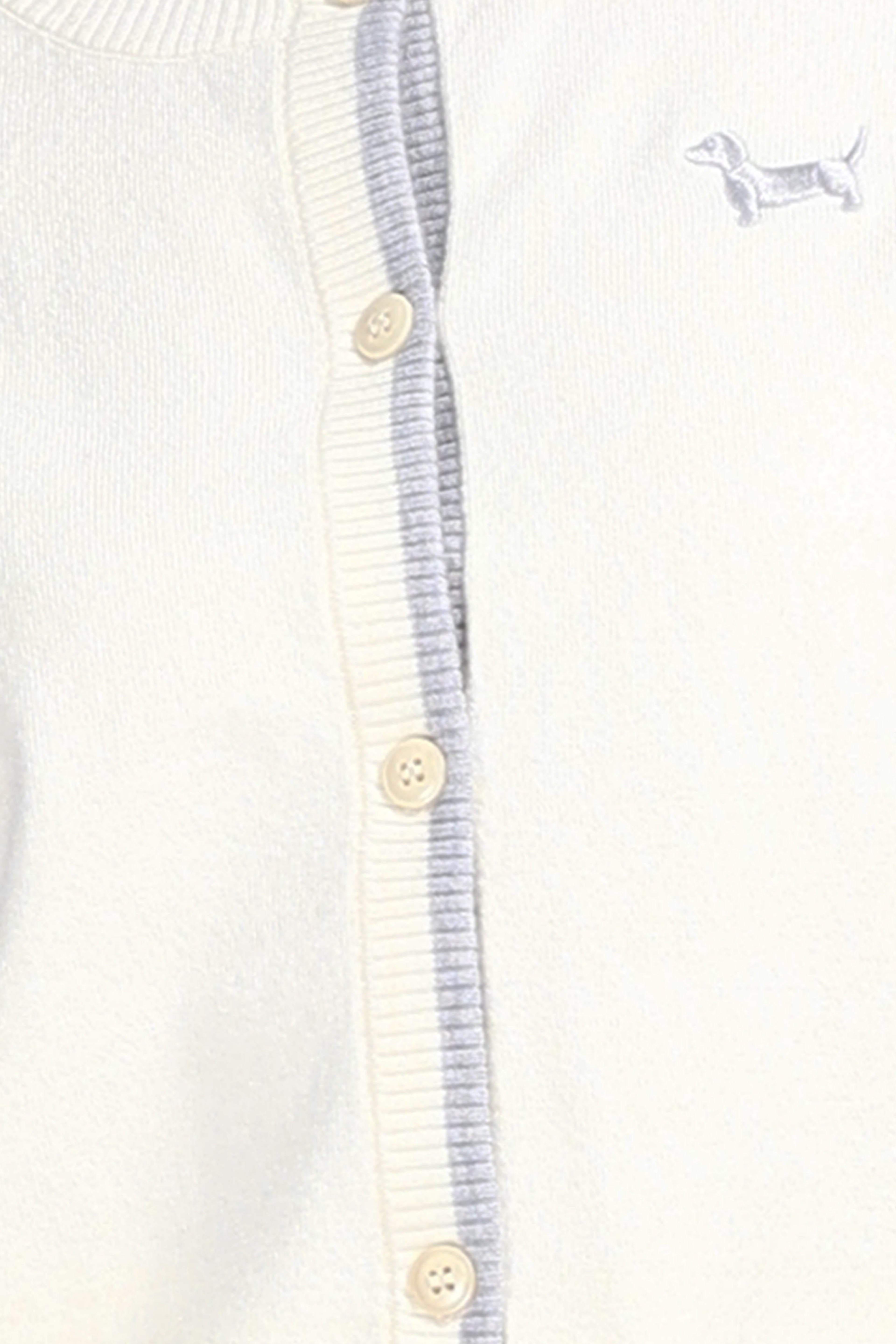 Crew Neck Long Sleeve Dachshund Embroidery Buttons Solid Knitted Cardigan