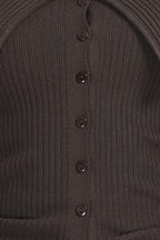 Off-the-shoulder Foldover Collar Long Sleeve Button Placket Knitted Cardigan