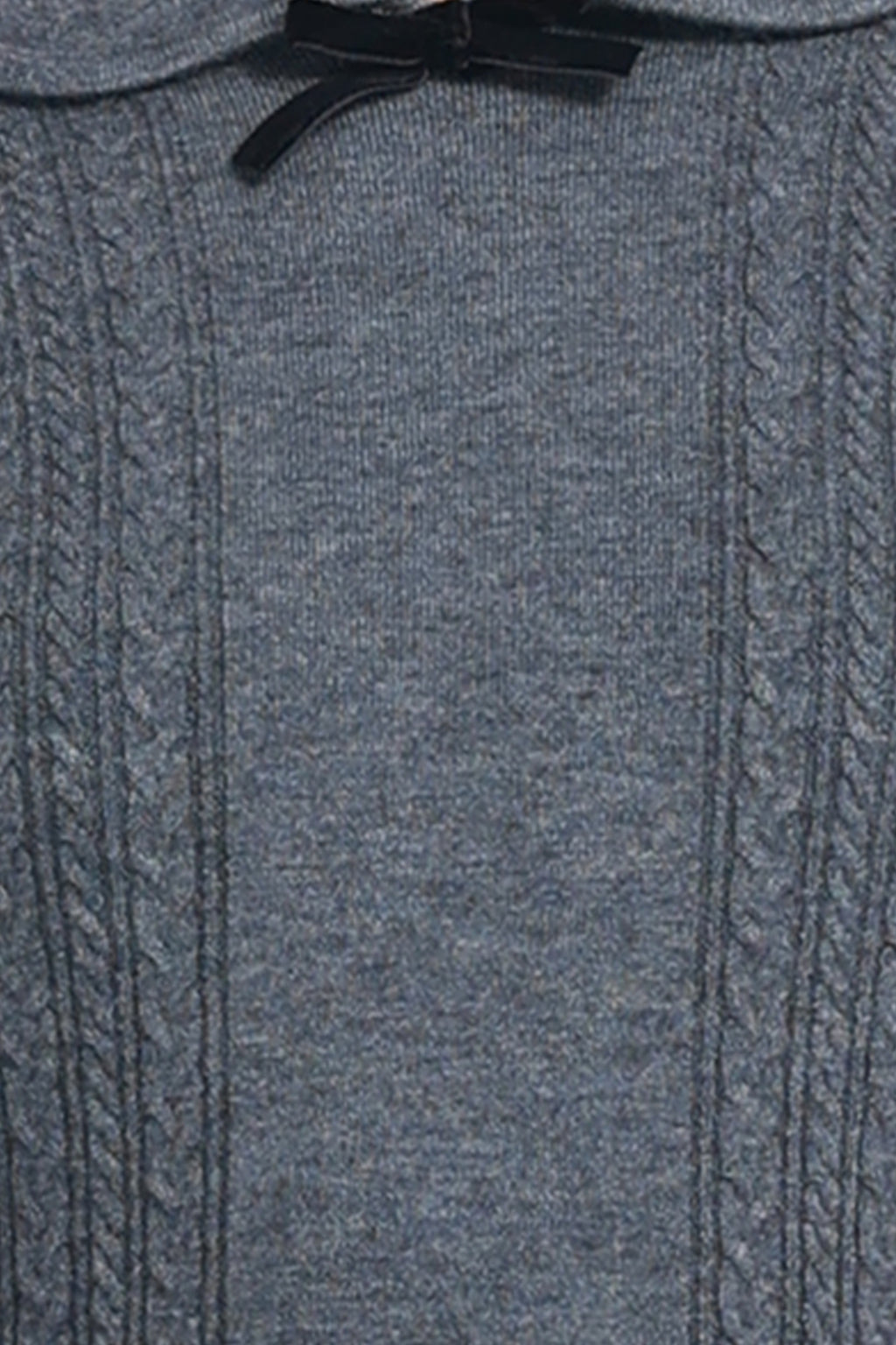 Peter Pan Collar Long Sleeve Bow Detail Cable-knit Knitted Top