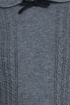 Peter Pan Collar Long Sleeve Bow Detail Cable-knit Knitted Top