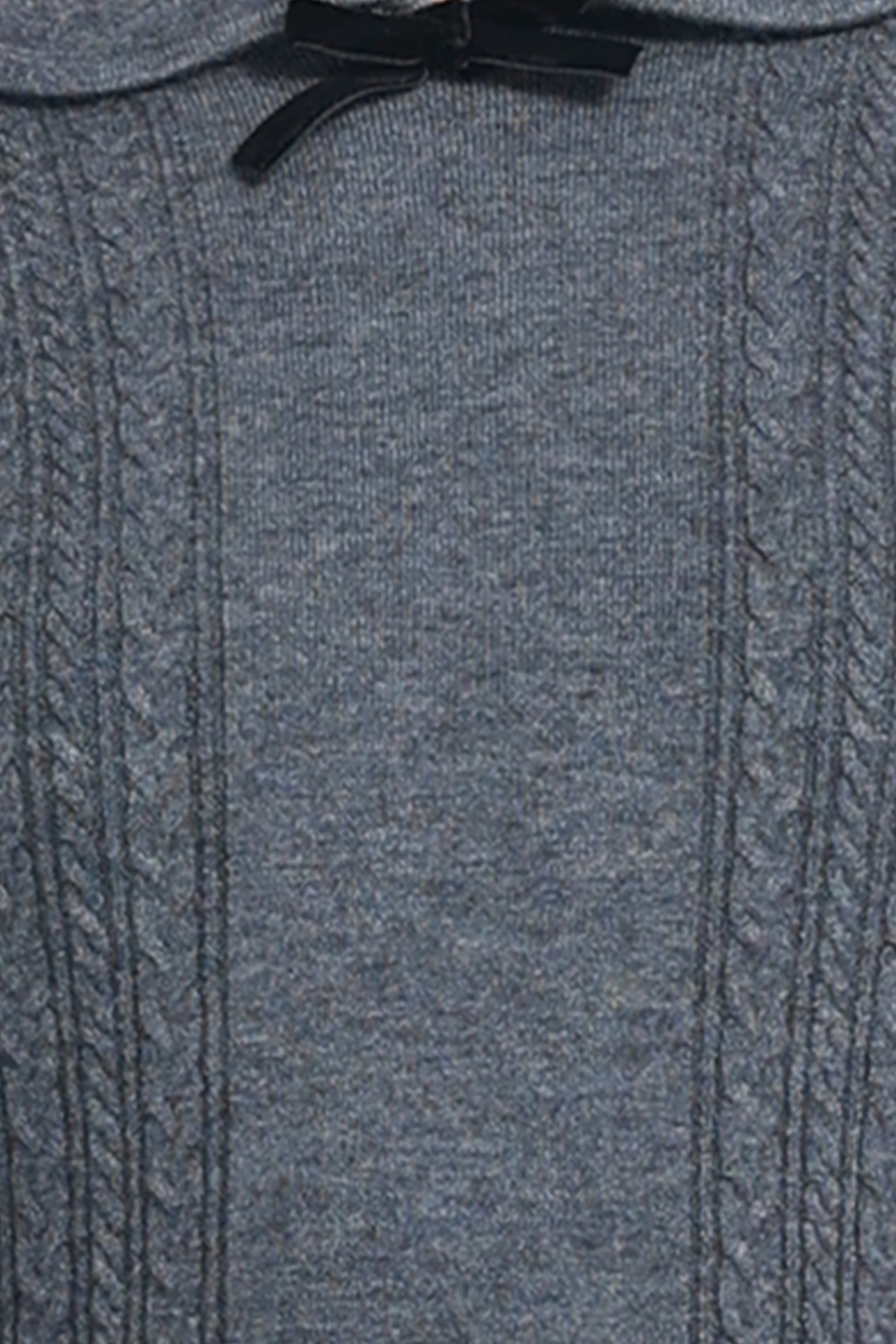 Peter Pan Collar Long Sleeve Bow Detail Cable-knit Knitted Top